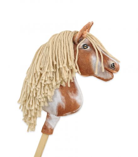 Horse on a stick Super Hobby Horse Premium - tobiano bay horse with a beige maneA4