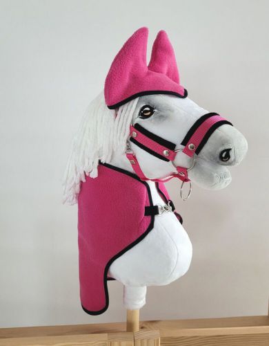 Set for Hobby Horse A4: Fleece blanket + earmuffs - dark pink