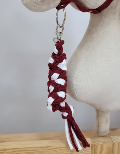 Tether for Hobby Horse made of double-twine cord - white- burgundy