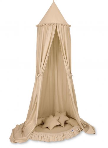 Set: Hanging canopy + Nest with flounce + pillows - beige