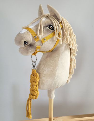 Set for Hobby Horse: the halter A3 + Tether made of cord - honey yellow