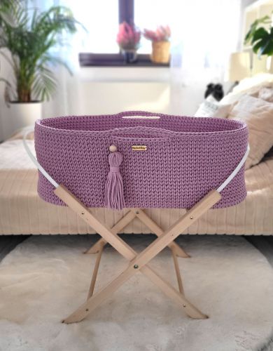 Moses basket BOHO Handmade with stand - lavender