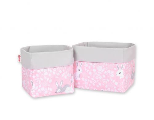Set of 2 storage baskets - pink rabbits