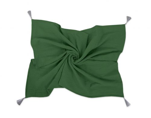 Muslin blanket for kids with tassels - green of the forest