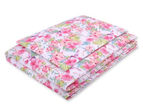 Baby cotton bedding set 2-pcs 120x90cm- hummingbirds in flowers
