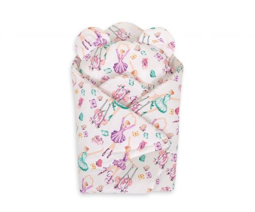 Doll\'s swaddling cone with pillow - ballerinas lilac
