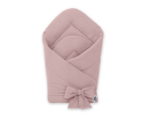 MUSLIN baby nest with bow - pastel pink