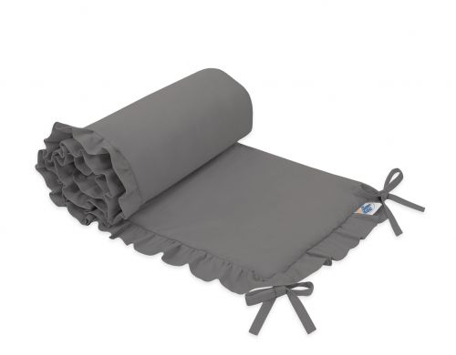 Universal baby bed bumper with frill - anthracite