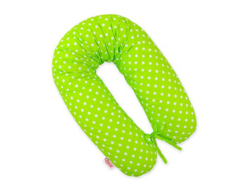Multifunctional pregnancy pillow Longer - White polka dots on green
