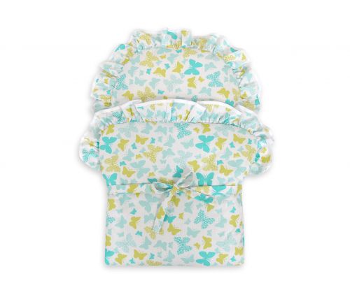 Baby doll swaddling blanket - butterflies mint