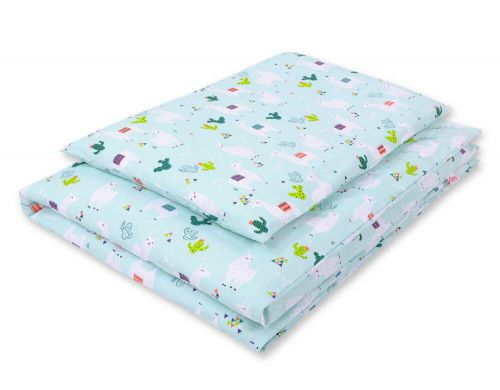 Baby cotton bedding set 2-pcs 120x90 cm- lama mint
