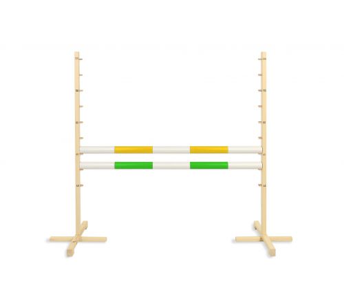 Jumping obstacle for Hobby Horse 120cm, with two beams yellow and green