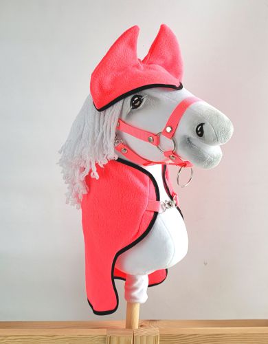 Set for Hobby Horse A3: Fleece blanket + earmuffs - neon pink