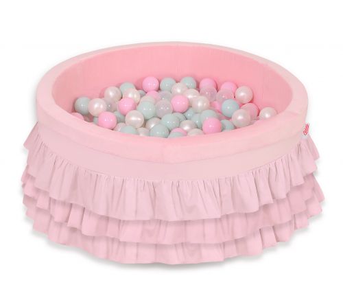 Ball-pit with frills with balls 200pcs - pink