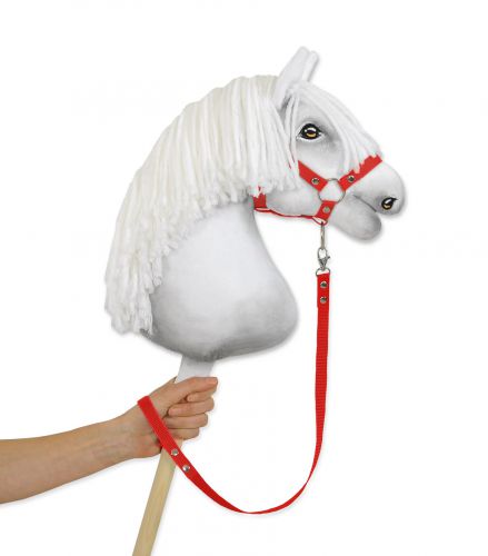 Tether for hobby horse made of webbing tape - red