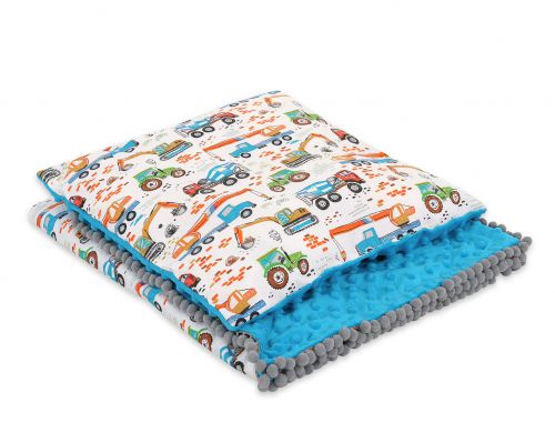 Set: Double-sided blanket minky + pillow- construction site