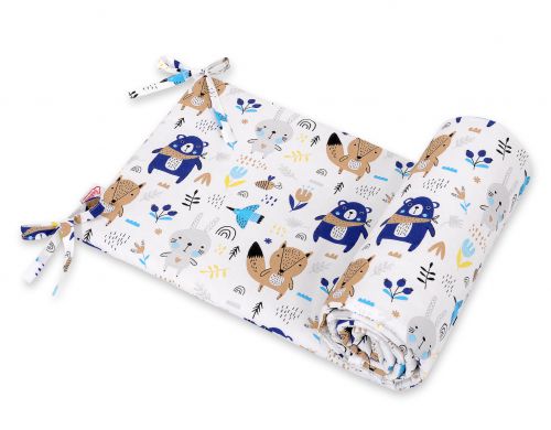 Universal bumper for cot - navy blue bears