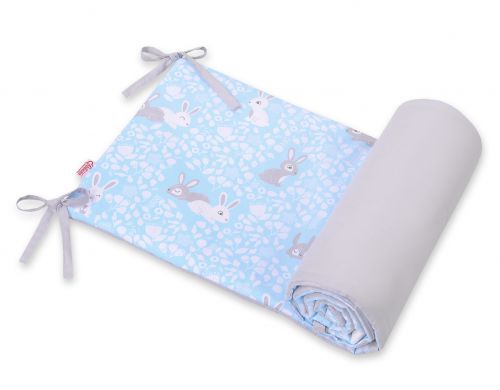 Universal double-sided bumper for cot - blue rabbits