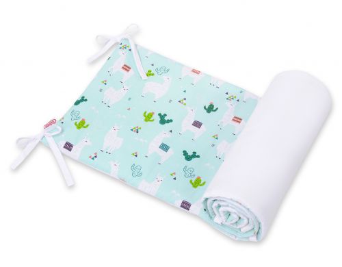 Universal double-sided bumper for cot - lama mint/white