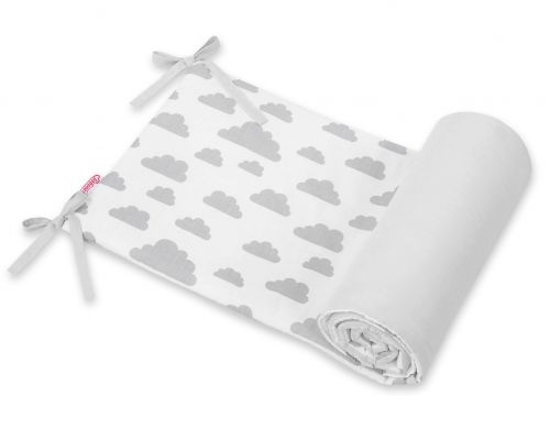 Universal double-sided bumper for cot - clouds gray/gray