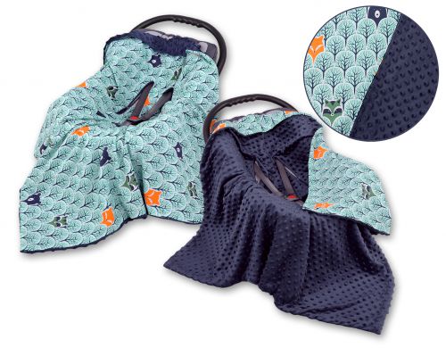 Double-sided car seat blanket for babies - mint forest