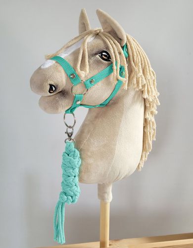 Set for Hobby Horse: the halter A3 + Tether made of cord - mint