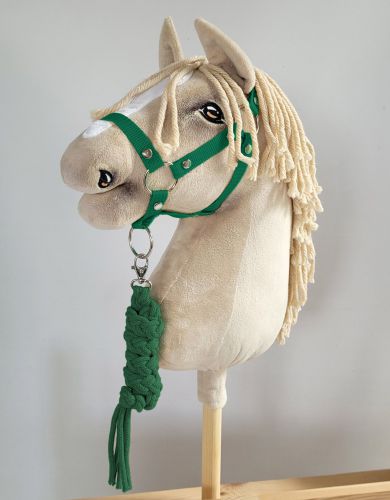 Set for Hobby Horse: the halter A3 + Tether made of cord - green
