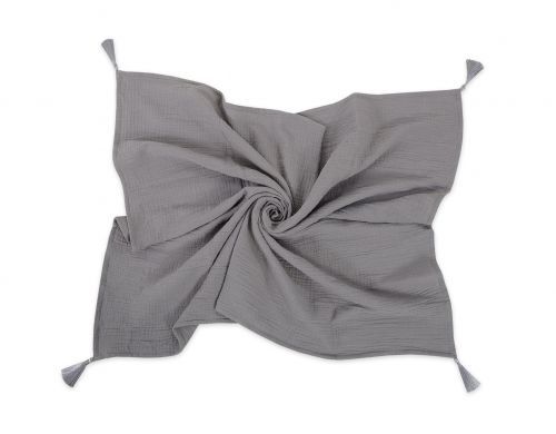 Muslin blanket for kids with tassels - anthracite