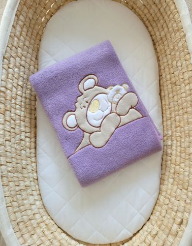 Polar fleece blanket for babies- Teddy Bear Barnaba lilac