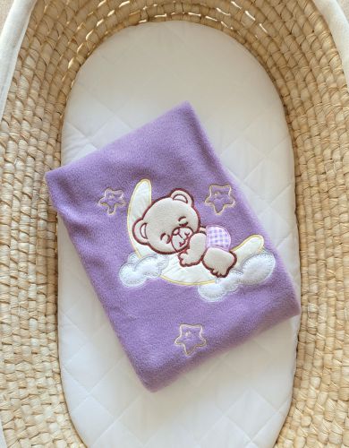 Polar fleece blanket for babies - Good night lilac