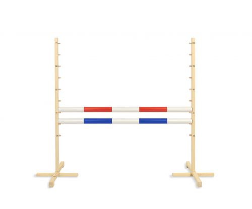 Jumping obstacle for Hobby Horse 120cm, with two beams red and blue