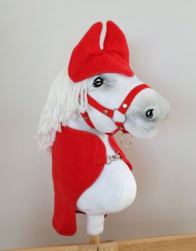 Set for Hobby Horse A3: Fleece blanket + earmuffs - red