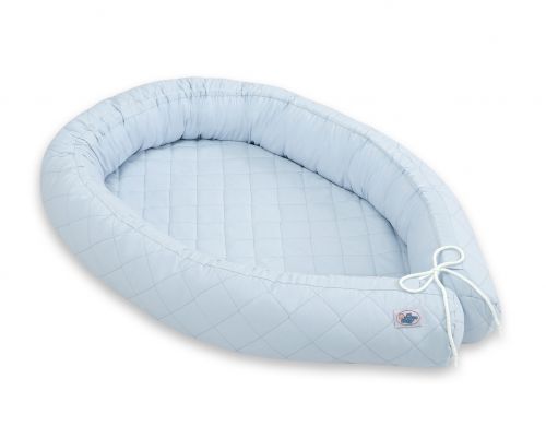 2-in-1 - Baby nest quilted - snake pillow bumper - blue