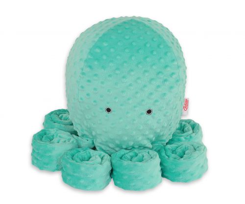 Cuddly octopus big - Mint - polka dot minky