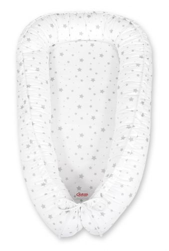 Baby nest double-sided Premium Cocoon for infants BOBONO- mini gray stars