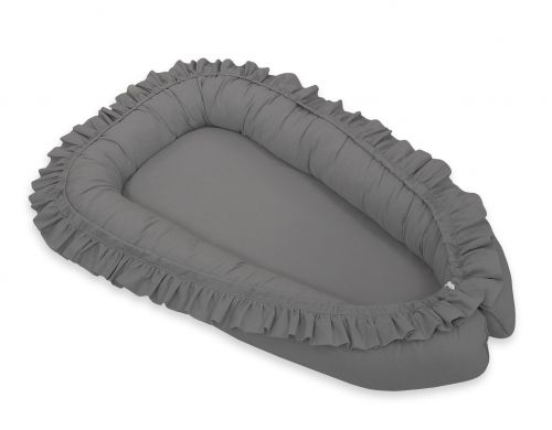 Baby nest Premium Cocoon for infants with a ruffle MY SWEET BABY- anthracite