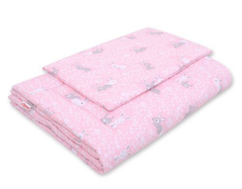 Bedding set 2-pcs with filling - pink rabbits
