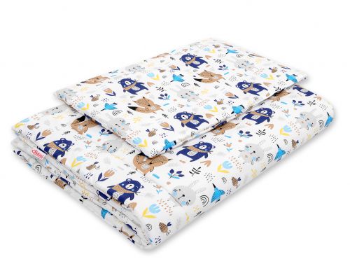 Bedding set 2-pcs with filling - navy blue teddy bears
