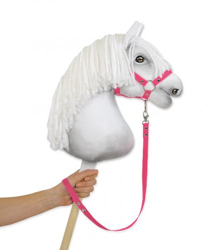 Tether for hobby horse made of webbing tape - dark pink