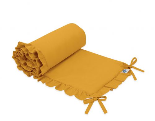 Universal baby bed bumper with frill - honey yellow