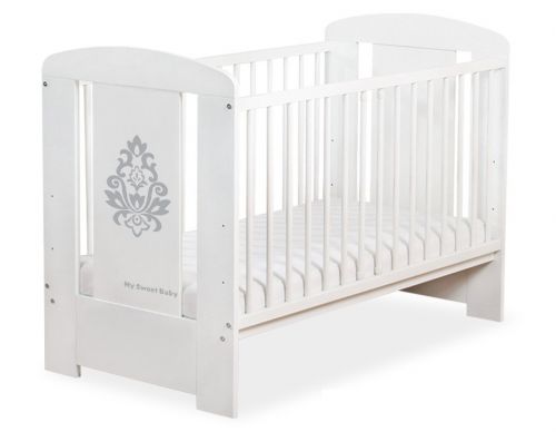 Wooden baby cot 120x60cm Glamour white-grey