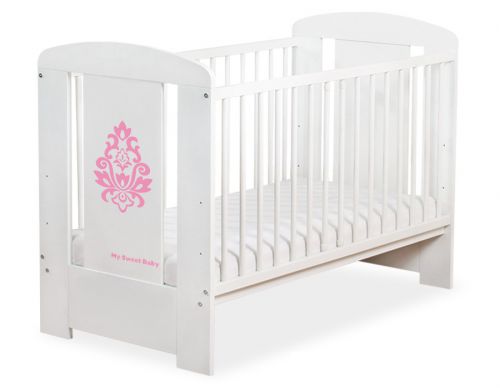 Wooden baby cot 120x60cm Glamour white-pink