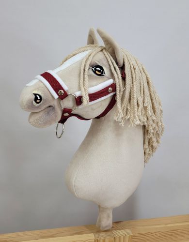 The adjustable halter for Hobby Horse A3 - burgundy with white furry