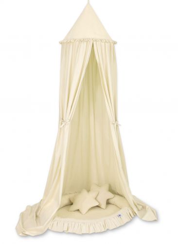 Set: Hanging canopy + Nest with flounce + pillows - cream