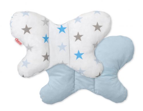 Double-sided anti shock cushion \BUTTERFLY\ -  gray -blue stars