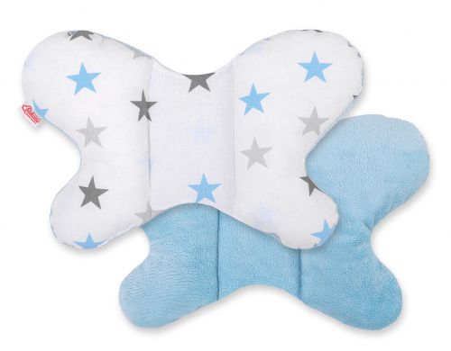 Double-sided anti shock cushion \BUTTERFLY\ -  grey-blue stars/blue