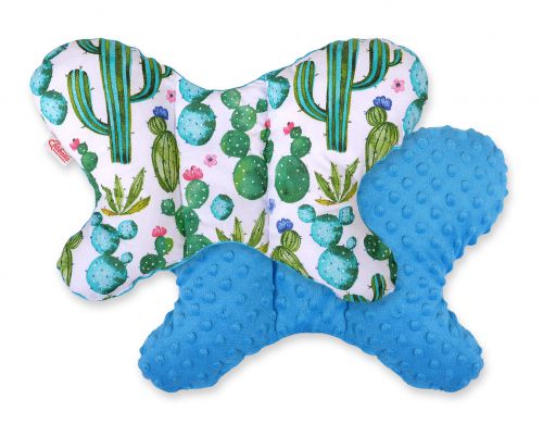 Double-sided anti shock cushion \BUTTERFLY\ -  cactus/turquoise