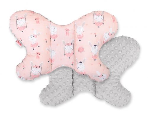 Double-sided anti shock cushion \BUTTERFLY\ -  ballerinas pink/gray