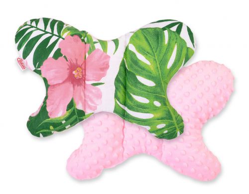 Double-sided anti shock cushion \BUTTERFLY\- tropical flowers/pink