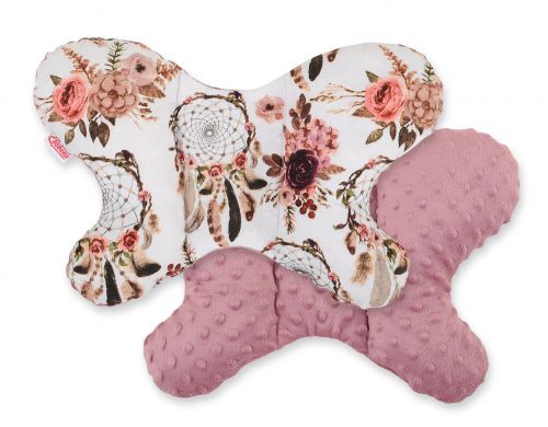 Double-sided anti shock cushion \BUTTERFLY\ -  flower dream catchers/pastel pink